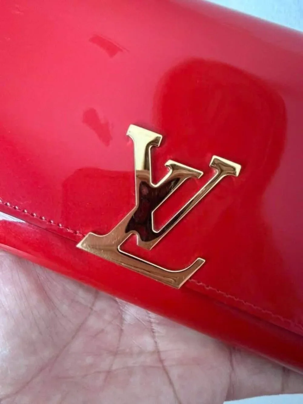 Louis Vuitton Portefeuille Louise Wallet M64550 Red Patent Leather Gold LV